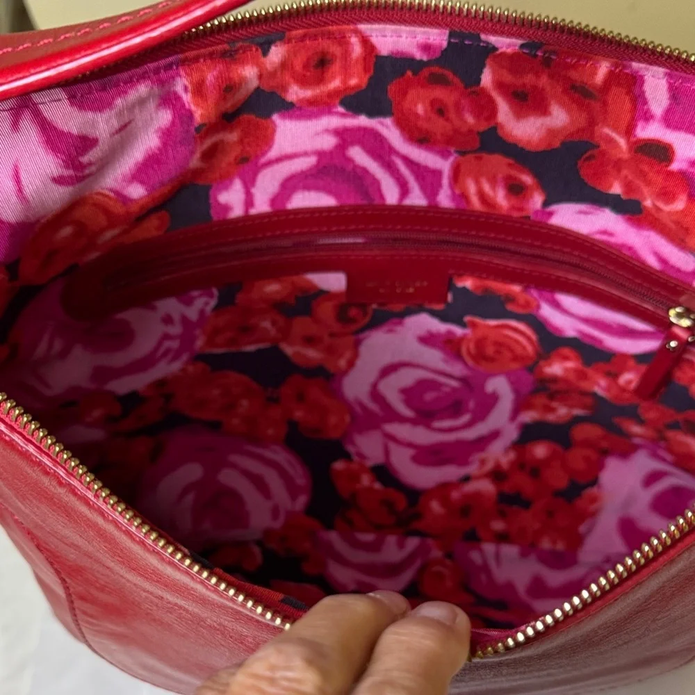 Kate Spade New York Red Leather Shoulder‎ Bag – Floral Lining